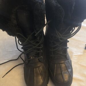 Ralph Lauren Black Fur-Lined Winter Boots